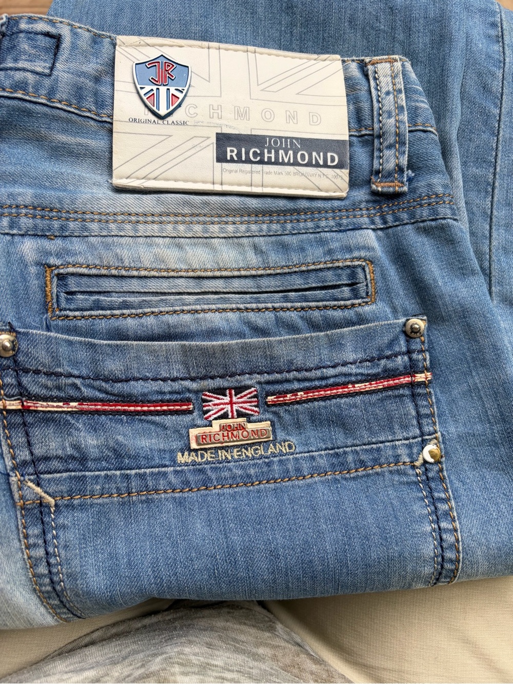 John Richmond “It’s Only Rock N Roll” Denim Shorts - Picture 5 of 9